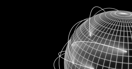 Fotobehang World sphere with lines depicting trajectories © JoseVicenteCarratala