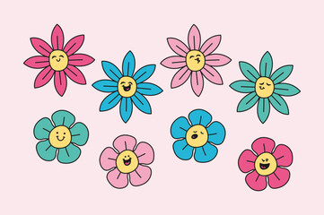 background with hand drawn colorful flowers