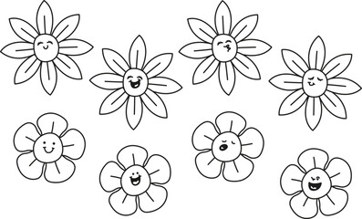 set of hand drawn flowers
