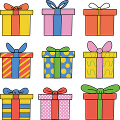 set of colorful gift boxes