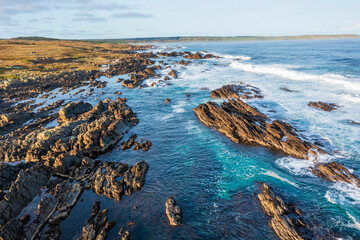 Drone aerial photograph of the coastline at Stokes Point on King Island