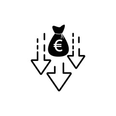 euro rate down icon fall sign
