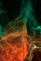 orange, red, and green colorful abstract smoke fire