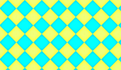 格子柄 チェック　黄色　空色　立体　影　背景