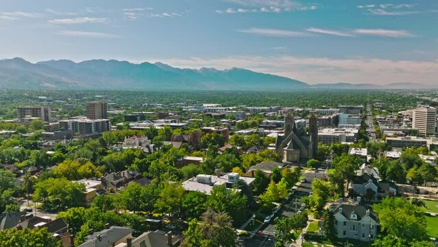 City Streets With Wasatch Mountain View Of South Salt Lake City, Utah