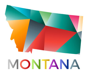 Bright colored Montana shape. Multicolor geometric style US state logo. Modern trendy design. Trendy vector illustration.