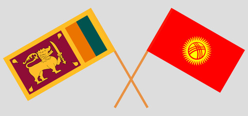 Crossed flags of Sri Lanka and Kyrgyzstan. Official colors. Correct proportion