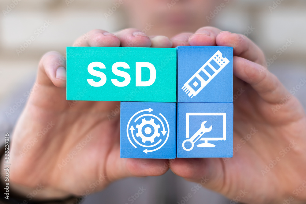 Poster concept of m.2 nvme ssd solid state drive compact high speed form factor. upgrade of computers, serv