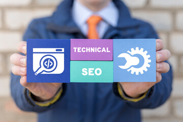 Technical SEO Finance Business Concept. Technical SEO Web Marketing. Digital Content Search...