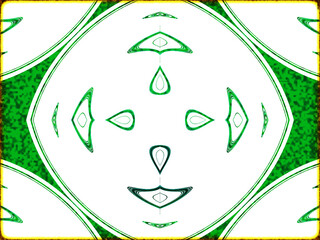 Abstract, Green and White, Shapes, Shades, and Patterns, within a Border  digital art