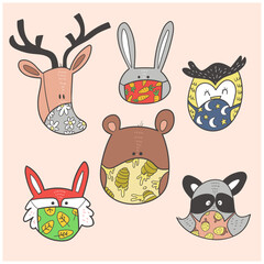 Drawing of animals with mask
