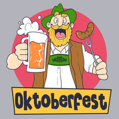 Cartoon man at Oktoberfest