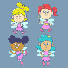 Cute Cartoon-style fairy set