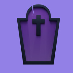 Obraz premium Happy Halloween with grave isolated on white background, traditional october holiday, 3d rendering.