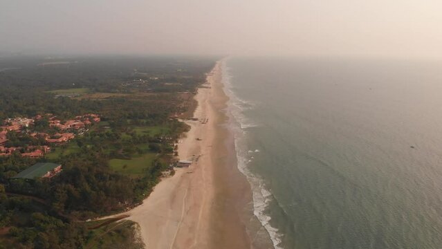 Aerial Drone View Of  Beach At Goa