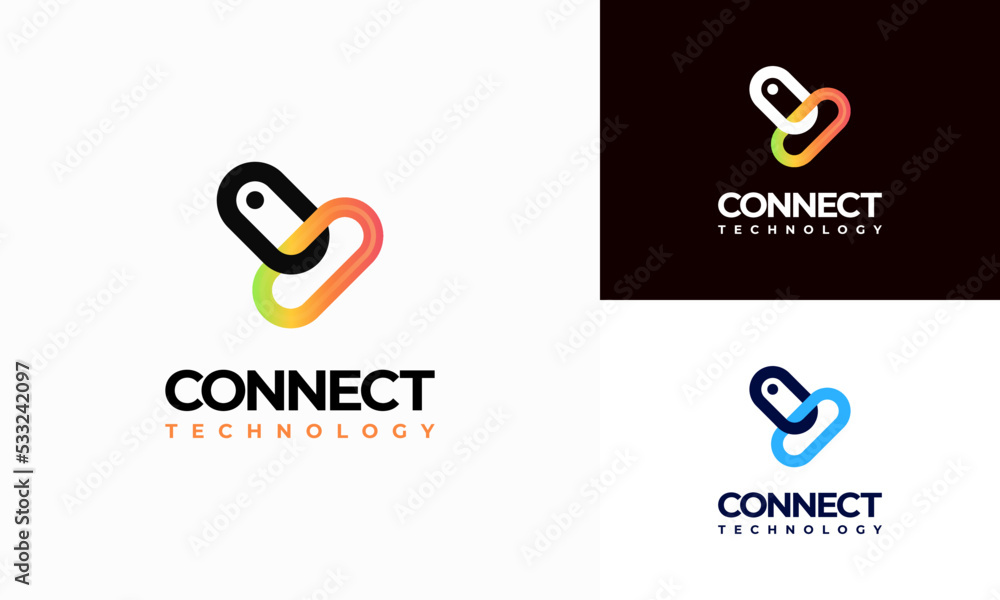 Wall mural link connection technology logo designs concept vector, digital link logo template vector