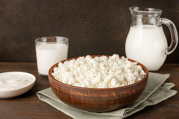 Dairy product on wooden table