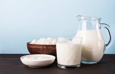 Dairy product on wooden table