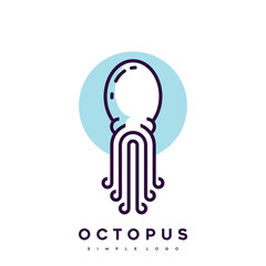 abstract octopus logo with line style,simple octopus logo