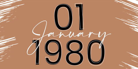 01 January 1980 text with abstract background