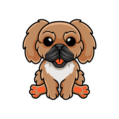 Cute little pekingese dog cartoon