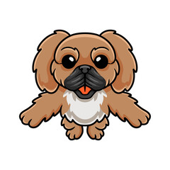 Cute little pekingese dog cartoon