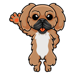 Obraz premium Cute little pekingese dog cartoon waving hand