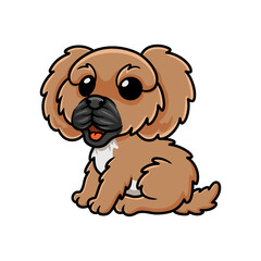 Cute little pekingese dog cartoon