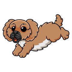 Cute little pekingese dog cartoon