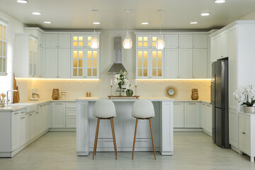 Luxury kitchen interior with new stylish furniture