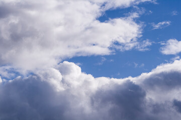 Clouds in sky. White clouds in summer. Summer weather.