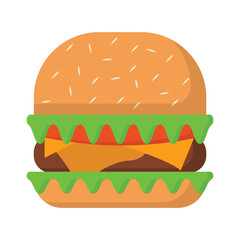 Vector graphic of hamburger. Burger illustration with flat design style. Suitable for content design assets