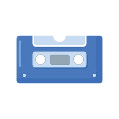 Vector graphic of cassette tape. Blue vintage cassette tape illustration with flat design style. Suitable for content design assets