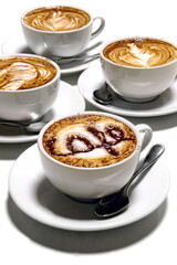 espresso coffee cups on white background