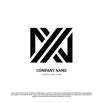 Initial Letter NX Logo Design Vector Template.