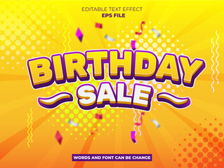 Obraz premium birthday sale text effect, font editable, typography, 3d text. vector template