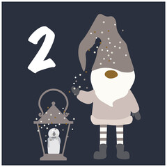NOLIDAY GNOMES Advent Calendar isolated Vector illustration