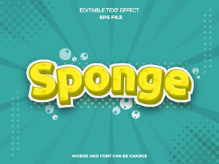 sponge text effect, font editable, typography, 3d text. vector template