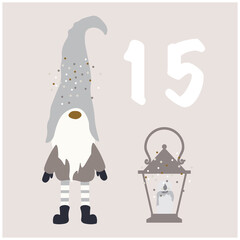 NOLIDAY GNOMES Advent Calendar isolated Vector illustration