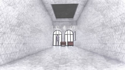 liminal space empty white room