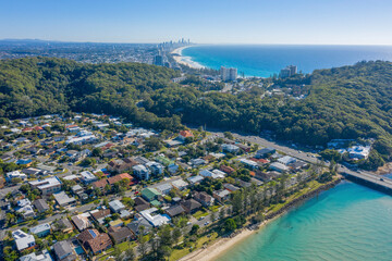 Tallebudgera creek at Burleigh Heads, and the  Gold Coast town of Palm beach, Queensland, Australia.