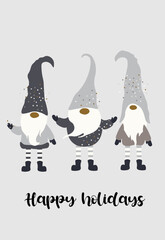 Christmas Gnomes Cards. Winter cards. New year cards