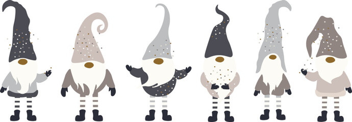 Set Holiday Gnomes  isolated Vector illustration on white background