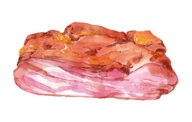 ベーコンのブロックの水彩画