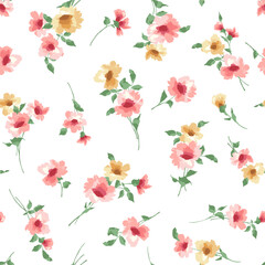 Obraz premium Seamless and beautiful flower illustration pattern,