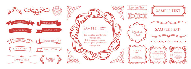 クリスマスモチーフのフレームデザインセット。ゴージャスでエレガントなデザイン素材
