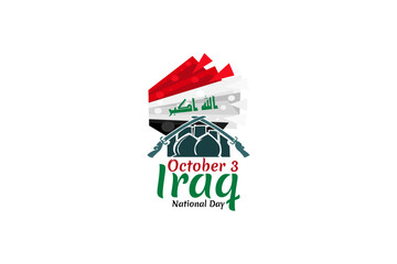 October 3, Happy Iraq National Day Vector illustration. Suitable for greeting card, poster and banner.