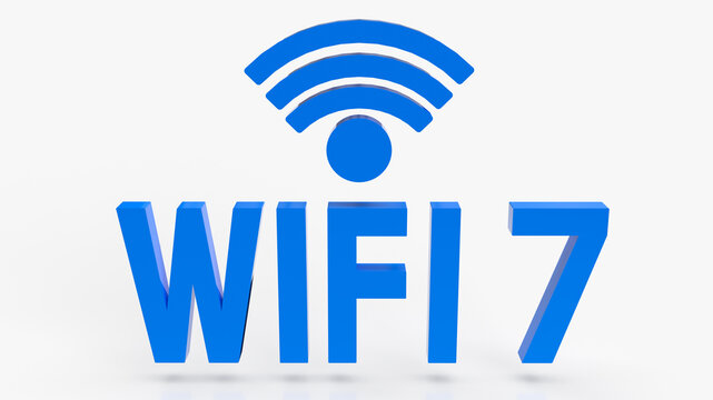 The blue wifi 7 on white background  for technology concept 3d rendering