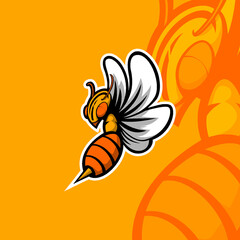 Yellow hornet esport gaming mascot logo illustration