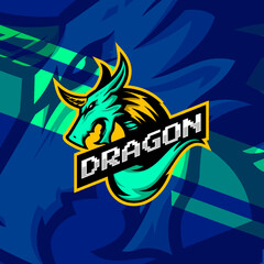 Green dragon esport gaming mascot logo illustration